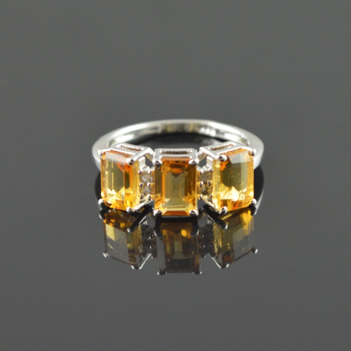 Natural 925 Sterling Silver Citrine/Zircon Octagon Ring | Save 33% - Rajasthan Living 5