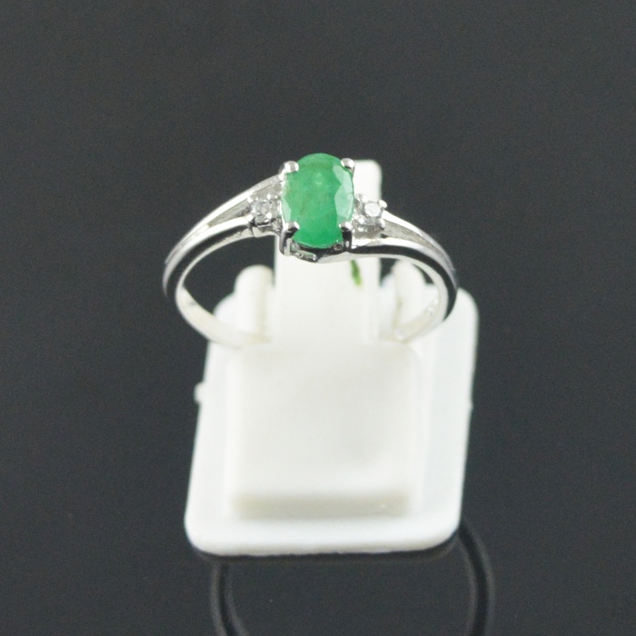 Natural 925 Sterling Silver Emerald/Zircon Oval Ring | Save 33% - Rajasthan Living 12