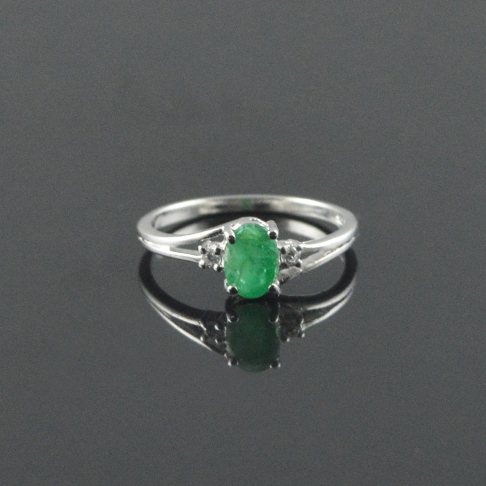 Natural 925 Sterling Silver Emerald/Zircon Oval Ring | Save 33% - Rajasthan Living 5