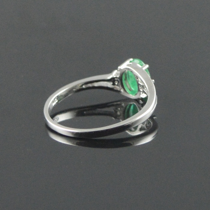 Natural 925 Sterling Silver Emerald/Zircon Oval Ring | Save 33% - Rajasthan Living 9