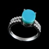 Natural 925 Sterling Silver Turquoise & White cz Oval Cabochon Ring | Save 33% - Rajasthan Living 9