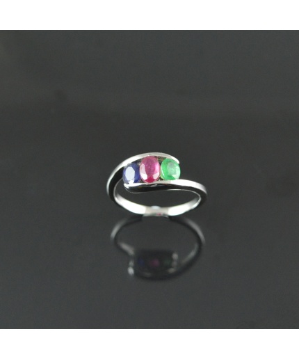 Natural 925 Sterling Silver Multicolor Oval Ring | Save 33% - Rajasthan Living 3