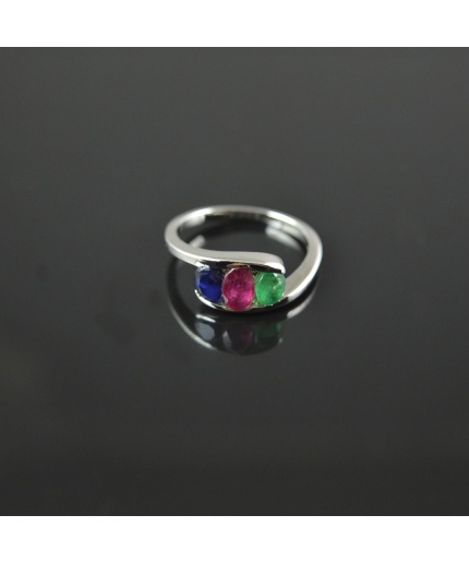 Natural 925 Sterling Silver Multicolor Oval Ring | Save 33% - Rajasthan Living