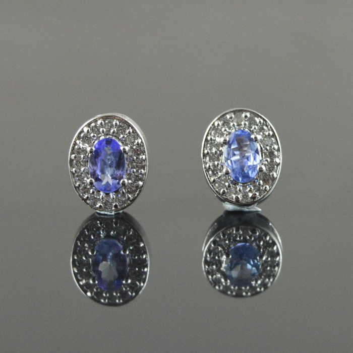 Natural Tenzanite/Zircon 925 Sterling Silver Stud Earrings | Save 33% - Rajasthan Living 5