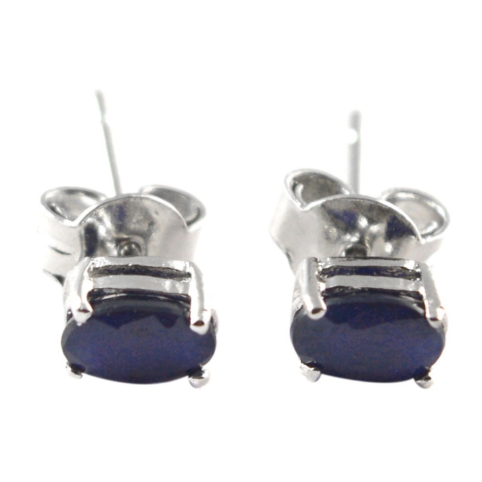 Natural Sapphire 925 Sterling Silver Stud Earrings | Save 33% - Rajasthan Living 5