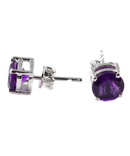 Natural Amethyst 925 Sterling Silver Stud Earrings | Save 33% - Rajasthan Living 3