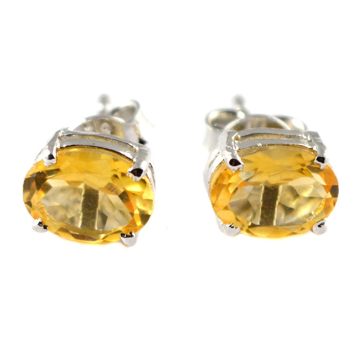 Natural Citrine 925 Sterling Silver Stud Earrings | Save 33% - Rajasthan Living 5