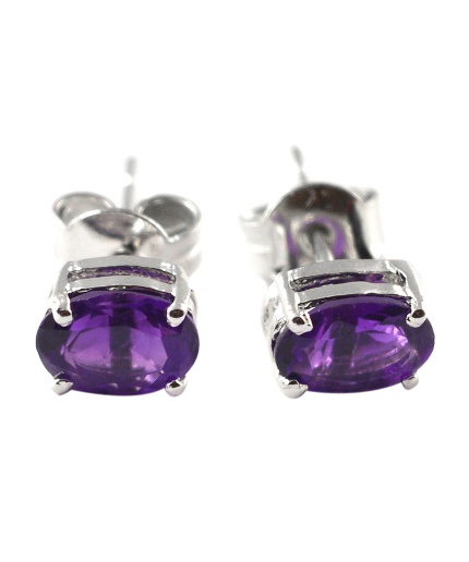 Natural Amethyst 925 Sterling Silver Stud Earrings | Save 33% - Rajasthan Living 3