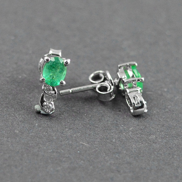 Natural Emerald, Cz 925 Sterling Silver Stud Earrings | Save 33% - Rajasthan Living 6