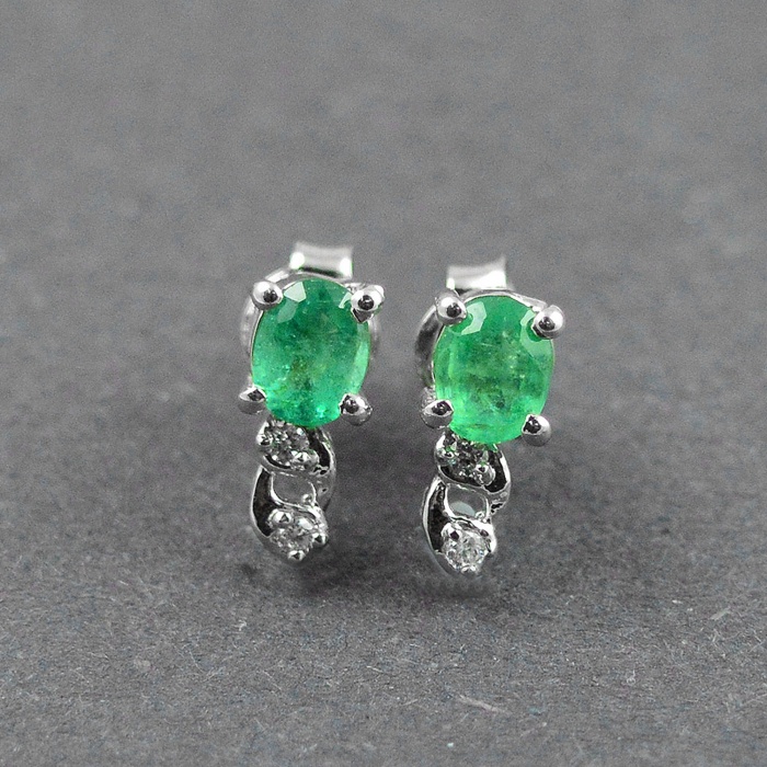 Natural Emerald, Cz 925 Sterling Silver Stud Earrings | Save 33% - Rajasthan Living 5