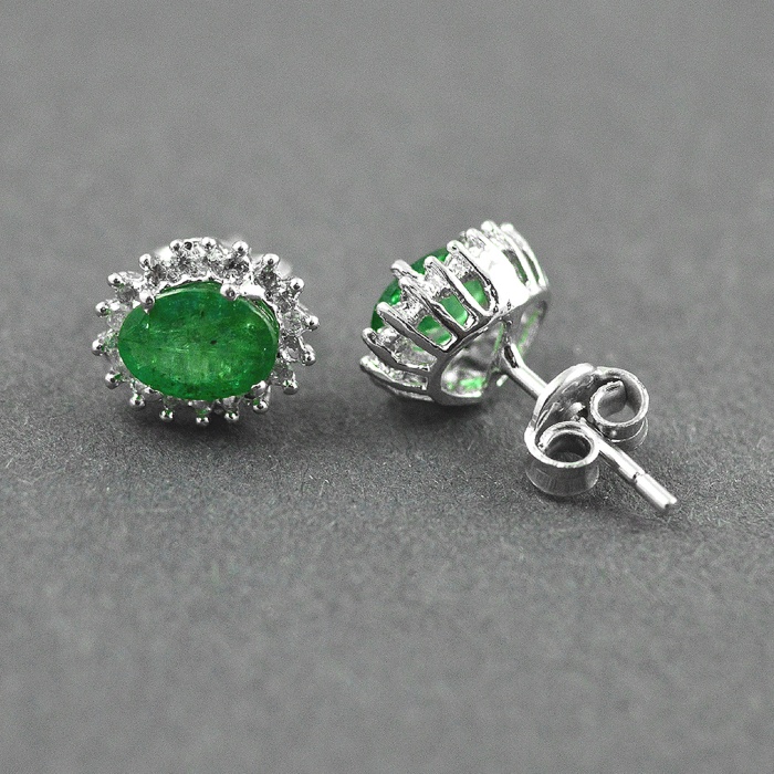 Natural Emerald, Cz 925 Sterling Silver Stud Earrings | Save 33% - Rajasthan Living 6