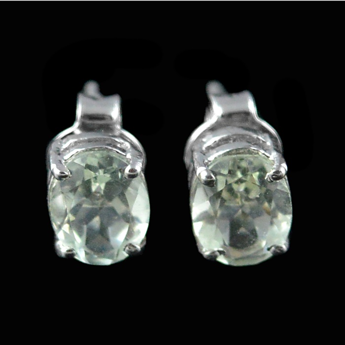 Natural Green Amethyst 925 Sterling Silver Stud Earrings | Save 33% - Rajasthan Living 5