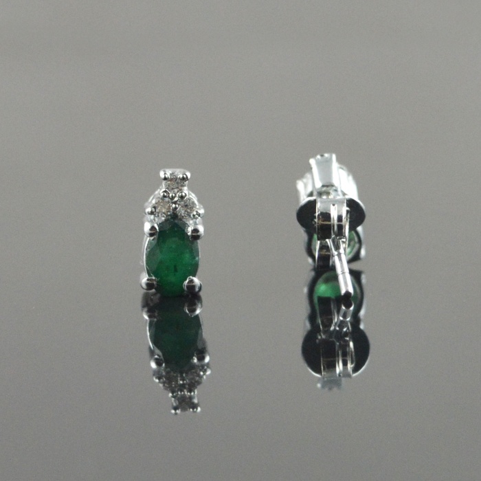 Natural Emerald, Zircon 925 Sterling Silver Stud Earrings | Save 33% - Rajasthan Living 6