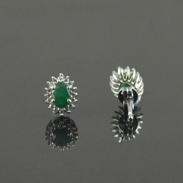 Natural Emerald, Zircon 925 Sterling Silver Stud Earrings | Save 33% - Rajasthan Living 5