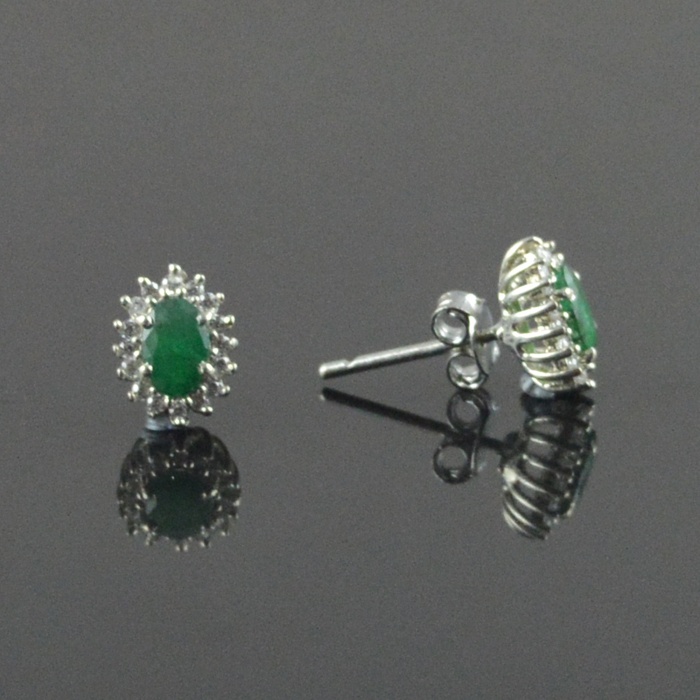 Natural Emerald, Zircon 925 Sterling Silver Stud Earrings | Save 33% - Rajasthan Living 7