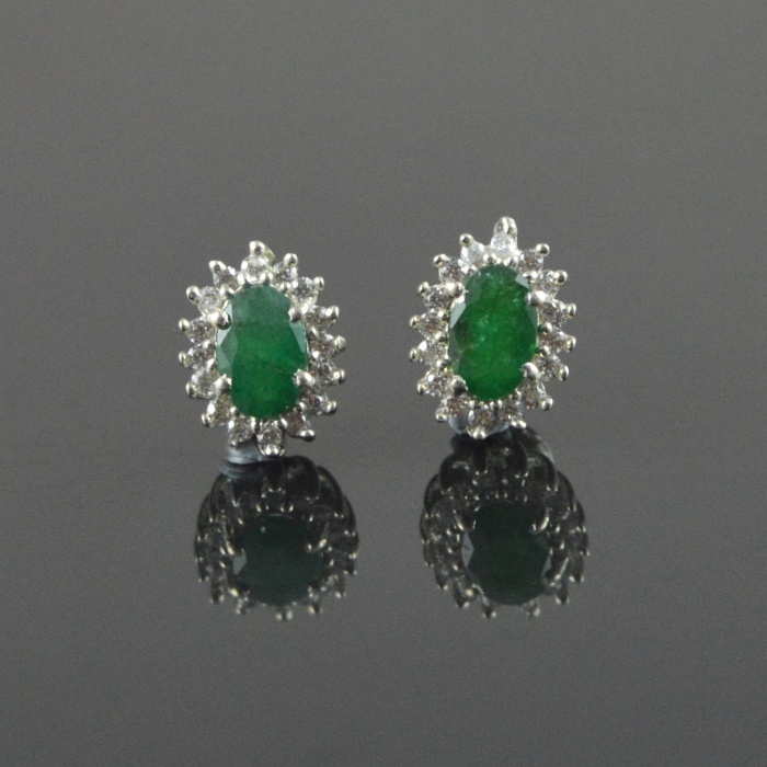 Natural Emerald, Zircon 925 Sterling Silver Stud Earrings | Save 33% - Rajasthan Living 6