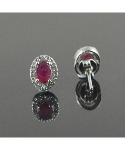 Natural Ruby/Zircon 925 Sterling Silver Stud Earrings | Save 33% - Rajasthan Living 5