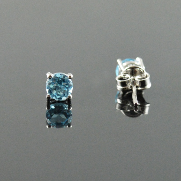 Natural Blue Topaz/Zircon 925 Sterling Silver Stud Earrings | Save 33% - Rajasthan Living 5