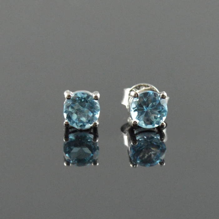 Natural Blue Topaz/Zircon 925 Sterling Silver Stud Earrings | Save 33% - Rajasthan Living 7