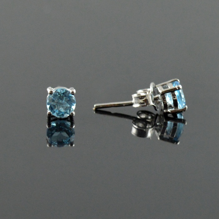 Natural Blue Topaz/Zircon 925 Sterling Silver Stud Earrings | Save 33% - Rajasthan Living 6