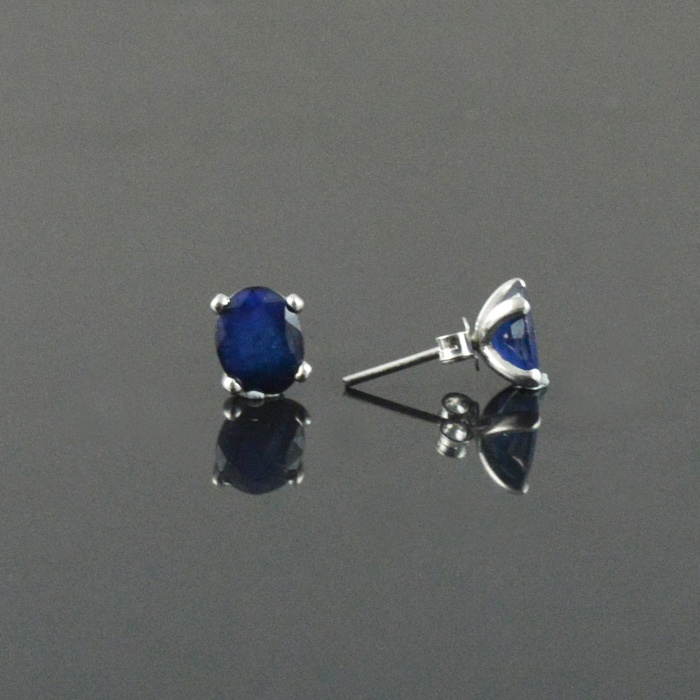 Natural Sapphire 925 Sterling Silver Stud Earrings | Save 33% - Rajasthan Living 5