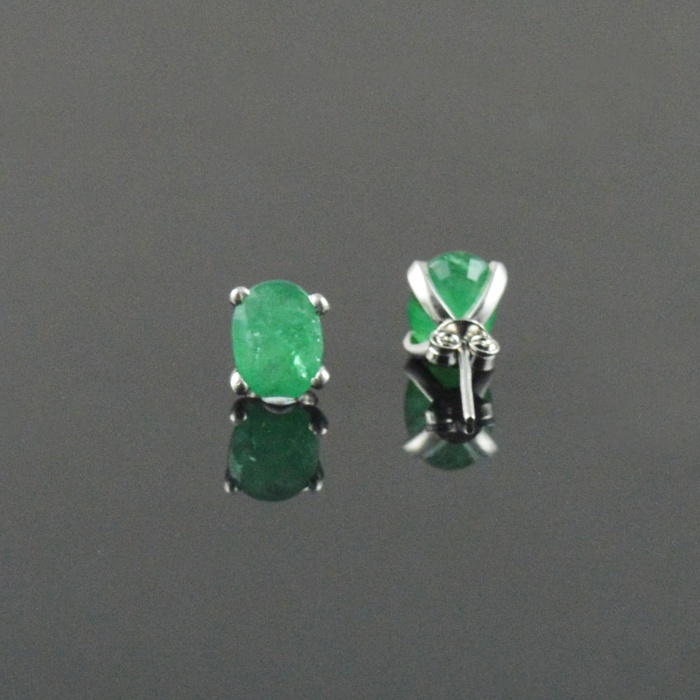 Natural Emerald 925 Sterling Silver Stud Earrings | Save 33% - Rajasthan Living 7