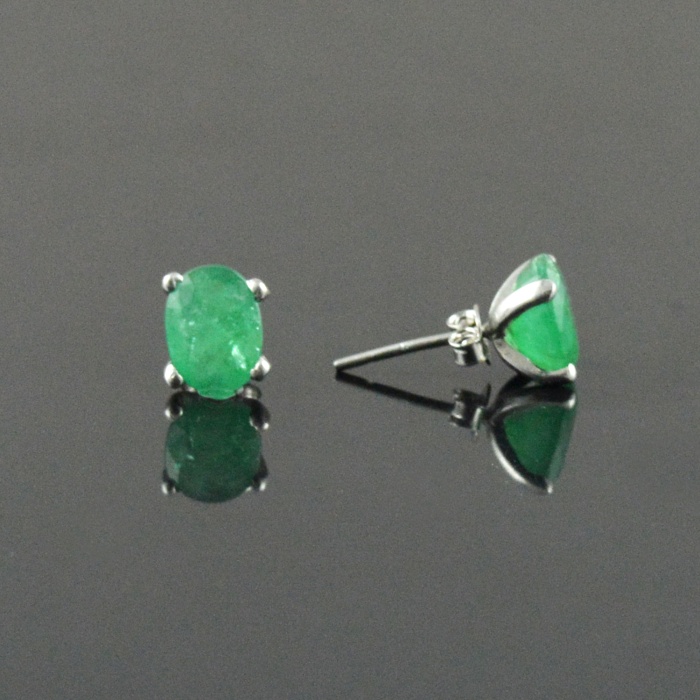 Natural Emerald 925 Sterling Silver Stud Earrings | Save 33% - Rajasthan Living 6