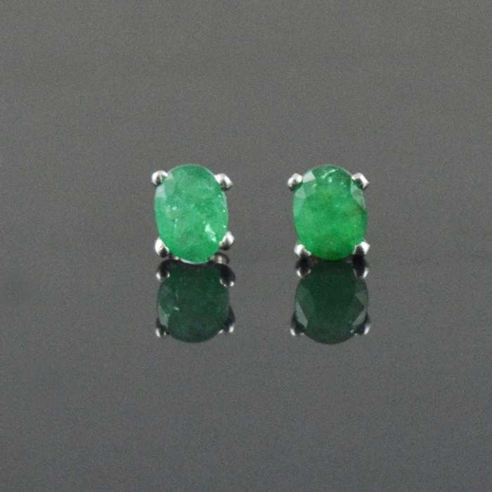 Natural Emerald 925 Sterling Silver Stud Earrings | Save 33% - Rajasthan Living 5