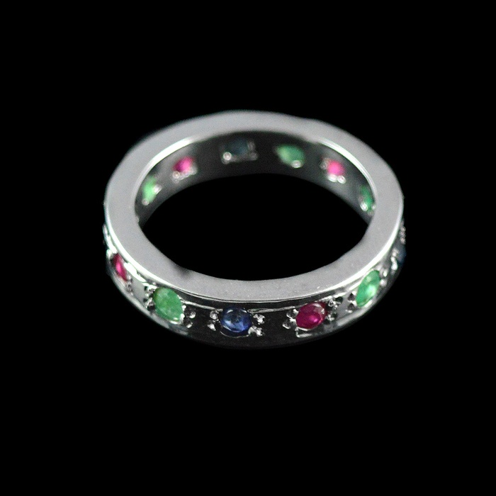 Natural 925 Sterling Silver Ruby, Emerald, Sapphire  Round Ring | Save 33% - Rajasthan Living 5