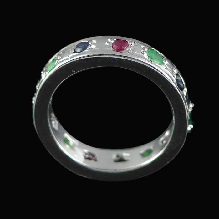 Natural 925 Sterling Silver Ruby, Emerald, Sapphire  Round Ring | Save 33% - Rajasthan Living 6