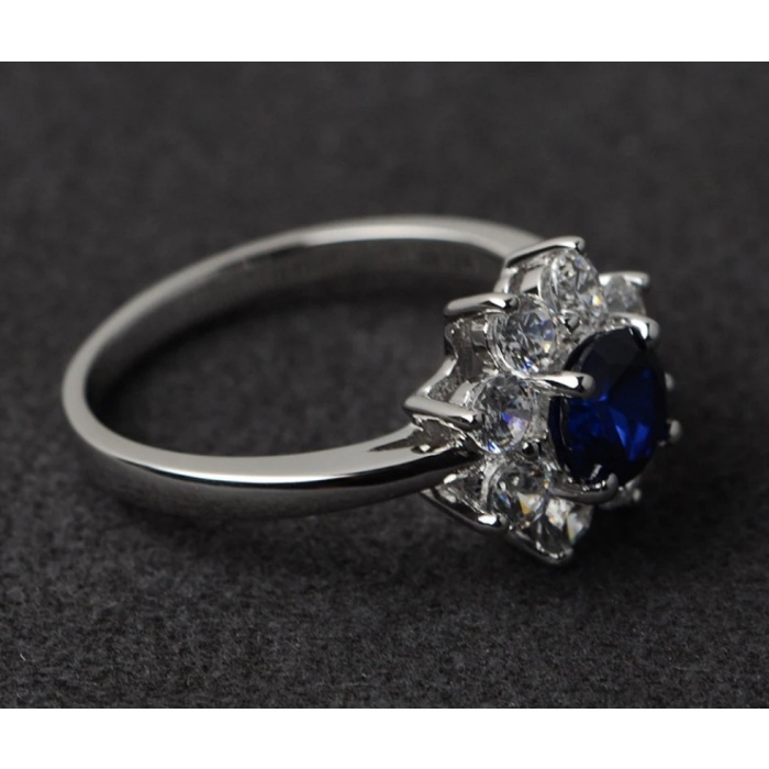 Sapphire Ring Blue Engagement Ring Halo Rings Silver Wedding Promise Ring | Save 33% - Rajasthan Living 8