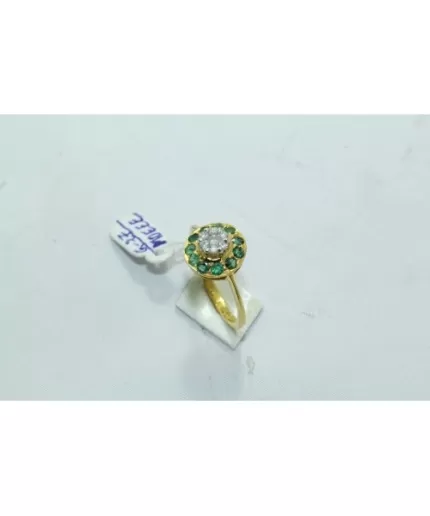 18Kt Yellow Gold Ring Natural Emerald Stones Diamond Pressure Setting | Save 33% - Rajasthan Living 3
