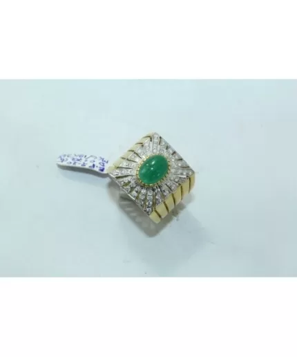 18 Kt Gold & 925 Silver Natural Emerald Cabochon And Diamonds | Save 33% - Rajasthan Living 5