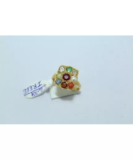 18 Kt Yellow Gold Ring, Navratana 9 Precious Gemstone | Save 33% - Rajasthan Living 3
