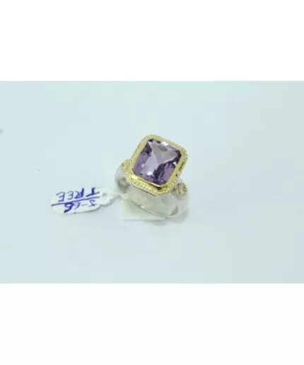 14 Kt Gold & 925 Silver Ring Natural Amethyst | Save 33% - Rajasthan Living