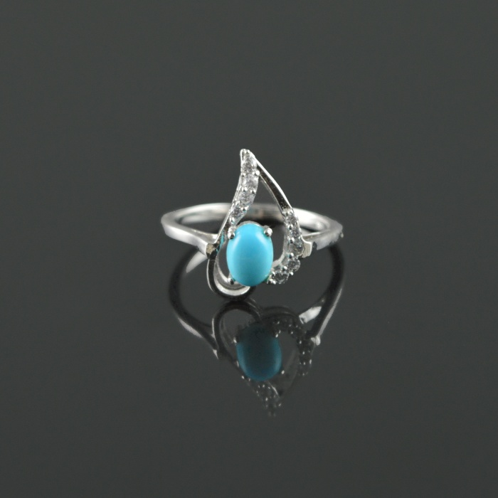 Natural Turquoise/Zircon 925 Sterling Silver Ring Set | Save 33% - Rajasthan Living 7