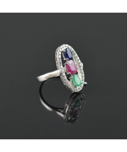 Natural Multicolor/Zircon 925 Sterling Silver Ring Set | Save 33% - Rajasthan Living 3