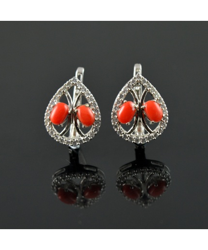 Natural Coral/Zircon 925 Sterling Silver Ring Set | Save 33% - Rajasthan Living 3