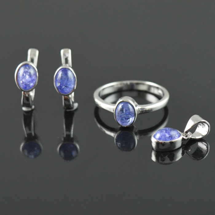 Natural Tenzanite/Zircon 925 Sterling Silver Ring Set | Save 33% - Rajasthan Living 5