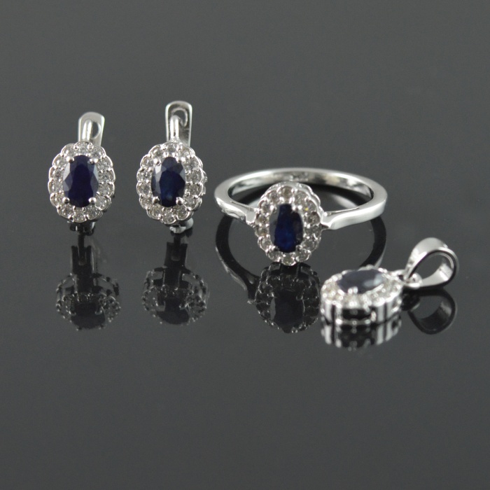 Natural Deffuse Sapphire/Zircon 925 Sterling Silver Ring Set | Save 33% - Rajasthan Living 5