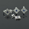 Natural Deffuse Sapphire/Zircon 925 Sterling Silver Ring Set | Save 33% - Rajasthan Living 8