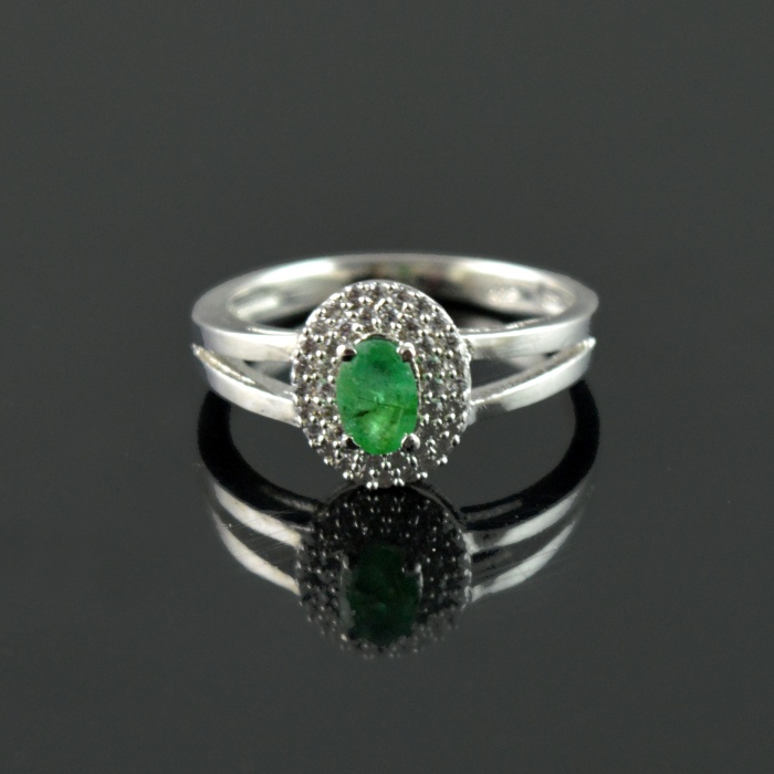 Natural Emerald, Zircon 925 Sterling Silver Ring Set | Save 33% - Rajasthan Living 9