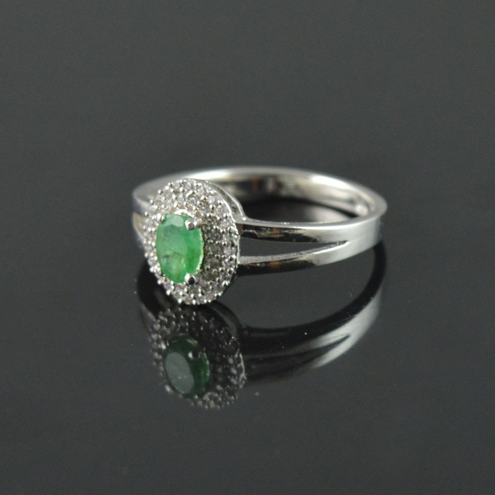 Natural Emerald, Zircon 925 Sterling Silver Ring Set | Save 33% - Rajasthan Living 7