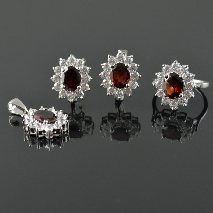 Natural Garnet/Zircon 925 Sterling Silver Ring Set | Save 33% - Rajasthan Living 5