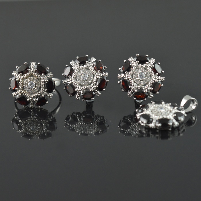 Natural Garnet/Zircon 925 Sterling Silver Ring Set | Save 33% - Rajasthan Living 5