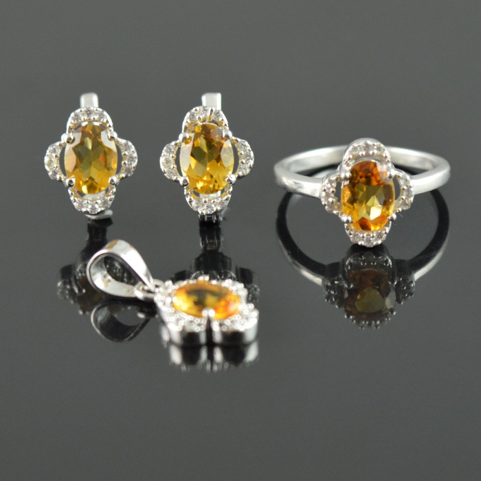 Natural Citrine/Zircon 925 Sterling Silver Ring Set | Save 33% - Rajasthan Living 5