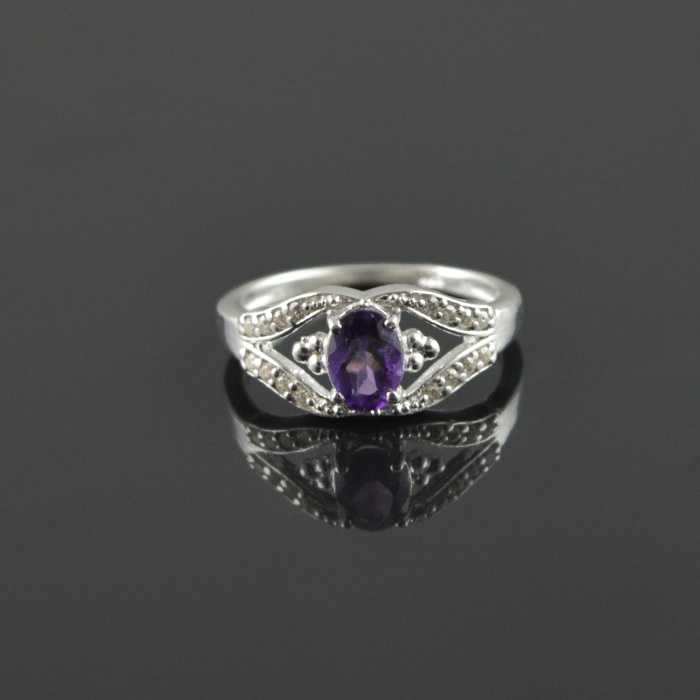 Natural Amethyst, Zircon 925 Sterling Silver Ring Set | Save 33% - Rajasthan Living 8