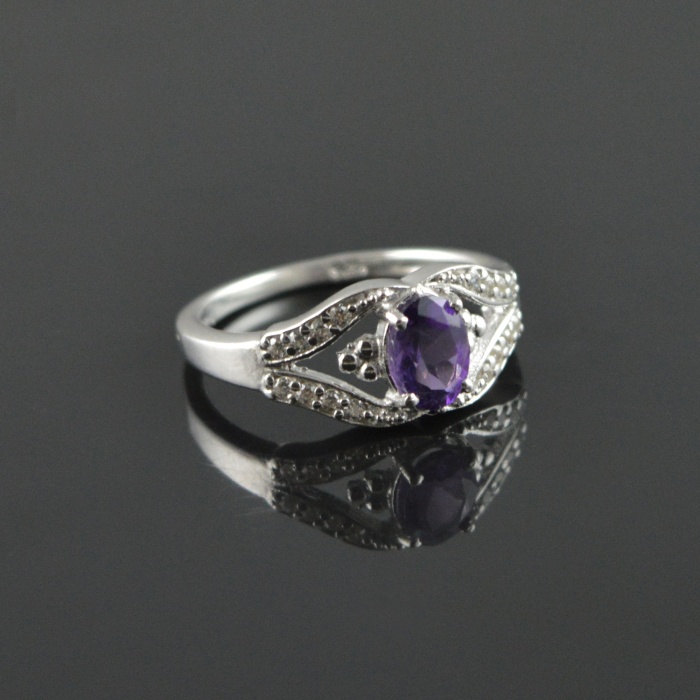 Natural Amethyst, Zircon 925 Sterling Silver Ring Set | Save 33% - Rajasthan Living 7