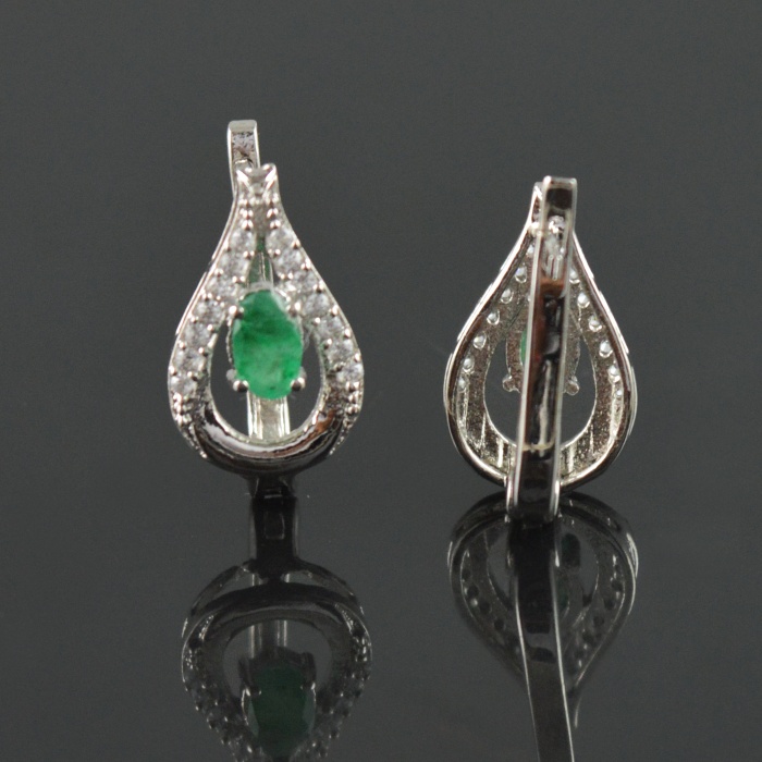 Natural Emerald, Zircon 925 Sterling Silver Ring Set | Save 33% - Rajasthan Living 12