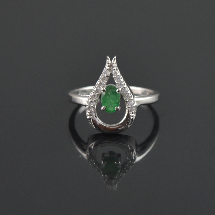 Natural Emerald, Zircon 925 Sterling Silver Ring Set | Save 33% - Rajasthan Living 11